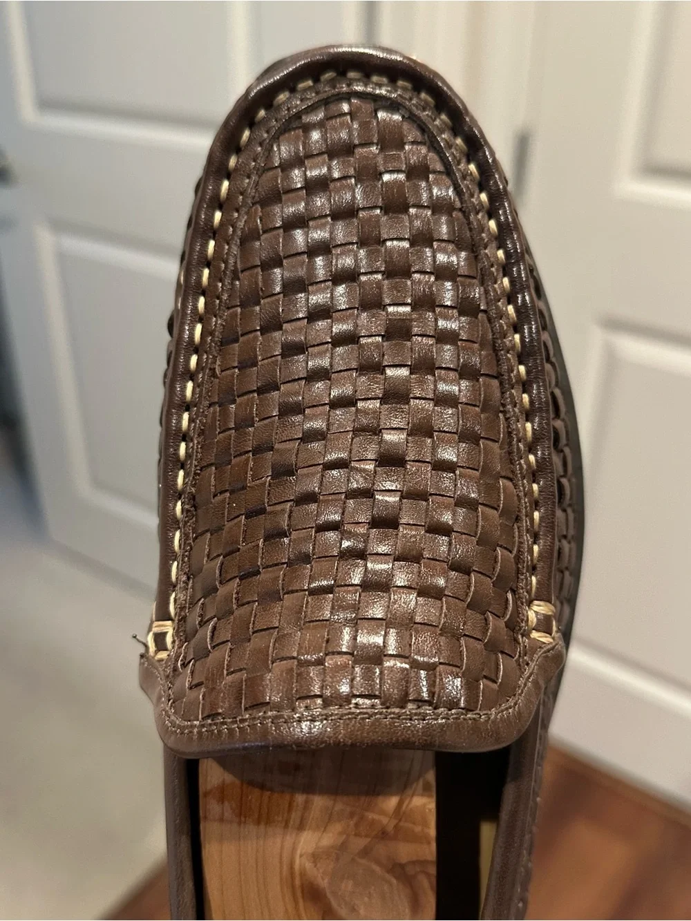 Tommy Bahama Men's Brown Woven Leather Slip-On Loafers